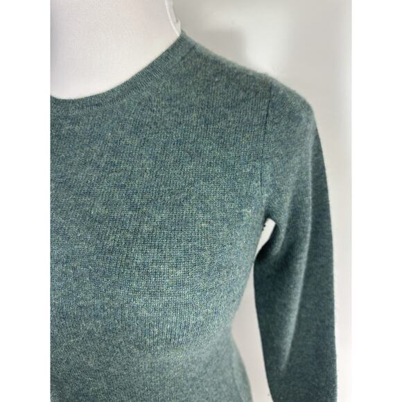 Tahari Pure Luxe 100% Cashmere Sweater Green Heather Crewneck Women’s XS - Picture 4 of 12